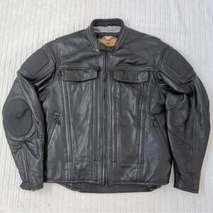 Harley-Davidson Men’s FXRG Black Leather Motorcycle Jacket | Size XL